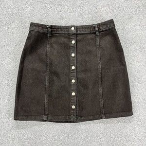 Forever 21 Denim Skirt Women's Size M Snapped Front Black‎ Jean